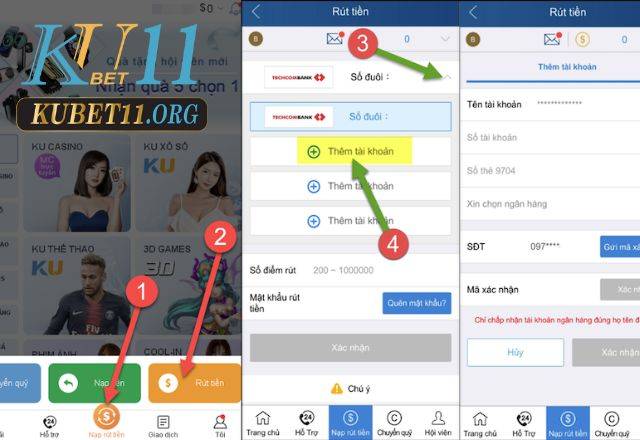 Rút tiền Kubet trên điện thoại dễ dàng